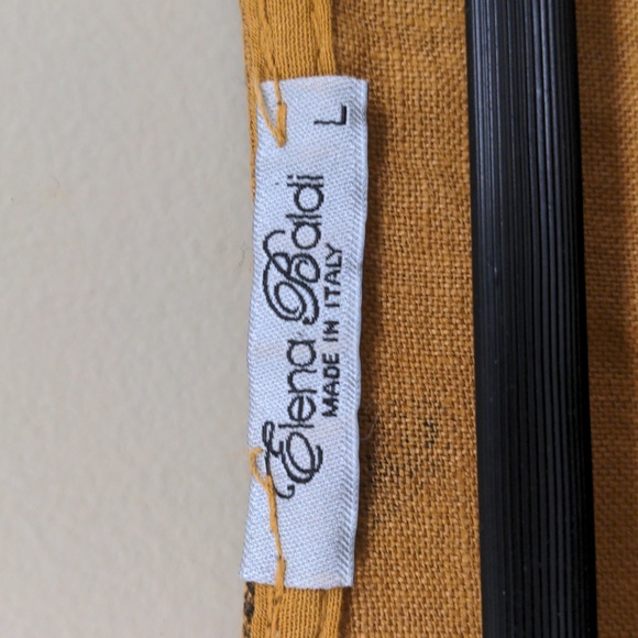 Elana Baldi 100% Linen Blouse Dragonfly Top Ruffle Sleeve Italy Tan Large - Picture 5 of 7